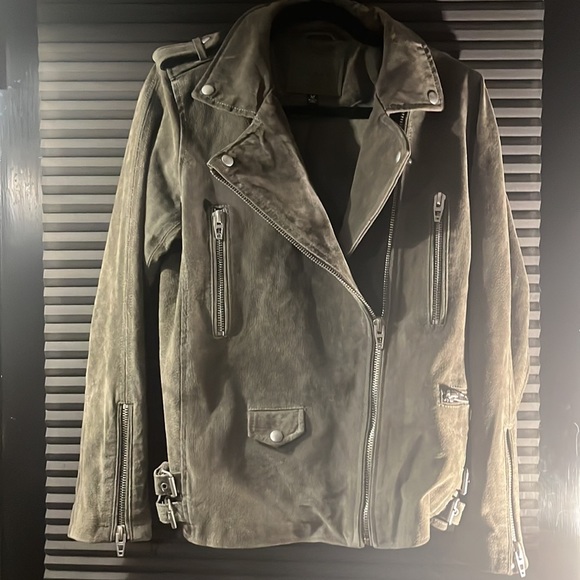 BLANKNYC long suede motorcycle jacket. Sz. M. Herb color. Shell 100% leather. - Picture 5 of 16
